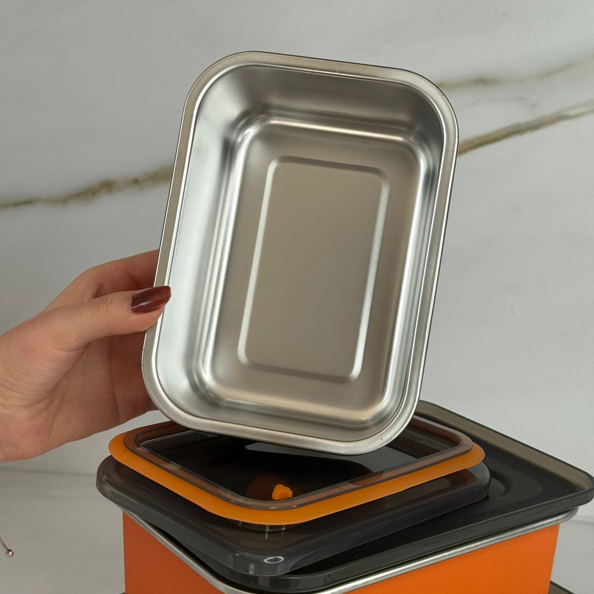 3 Sized - Stackable Steel Food Storage Containers Set With Lids