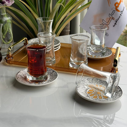 Double-Wall Tea Glass & Decorative Saucer Set