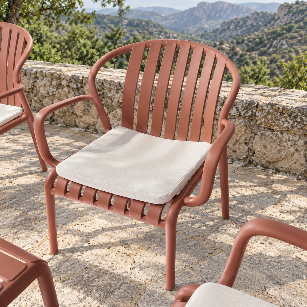 Modern Luxury Durable Outdoor Seating Set - Brick Red