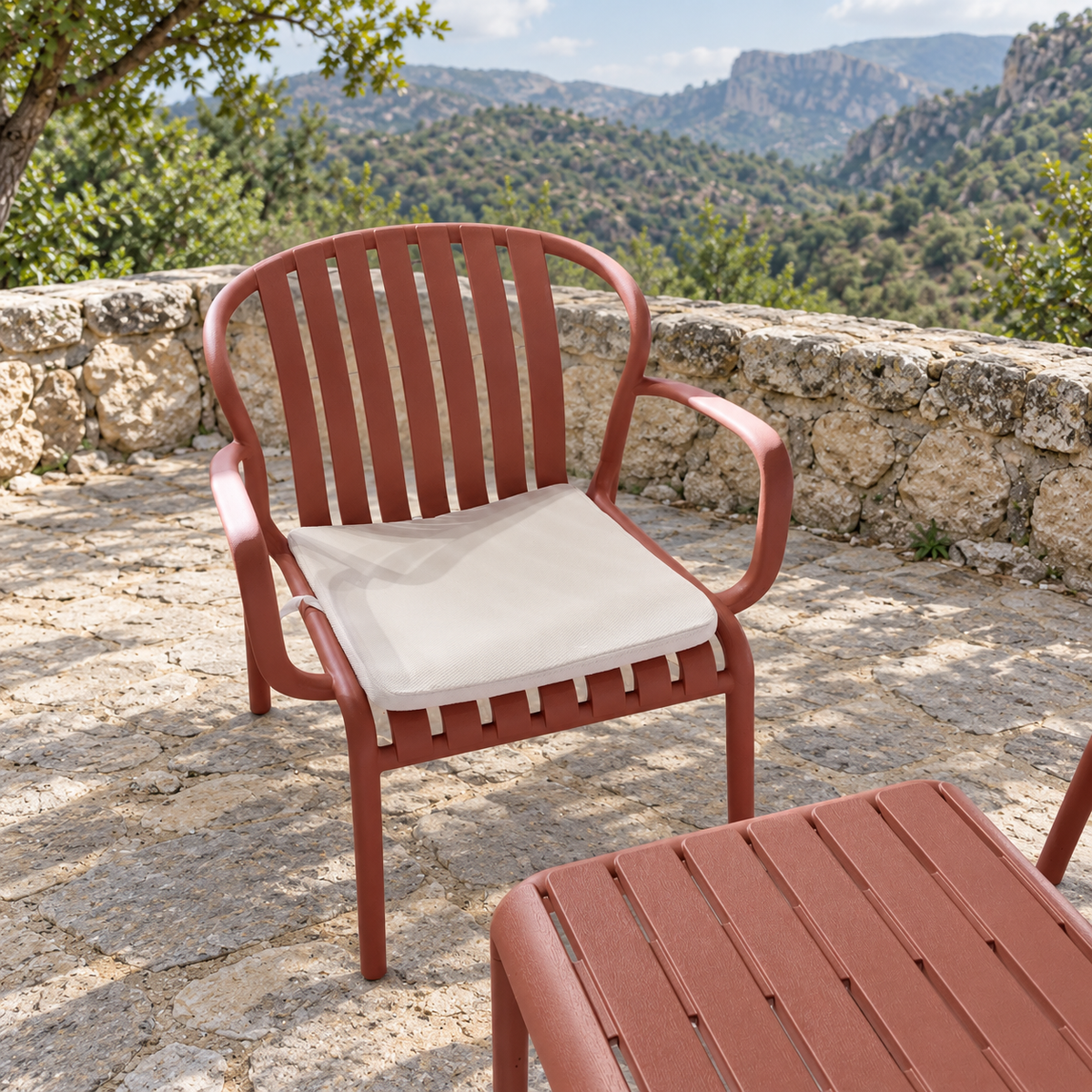 Modern Luxury Durable Outdoor Seating Set - Brick Red