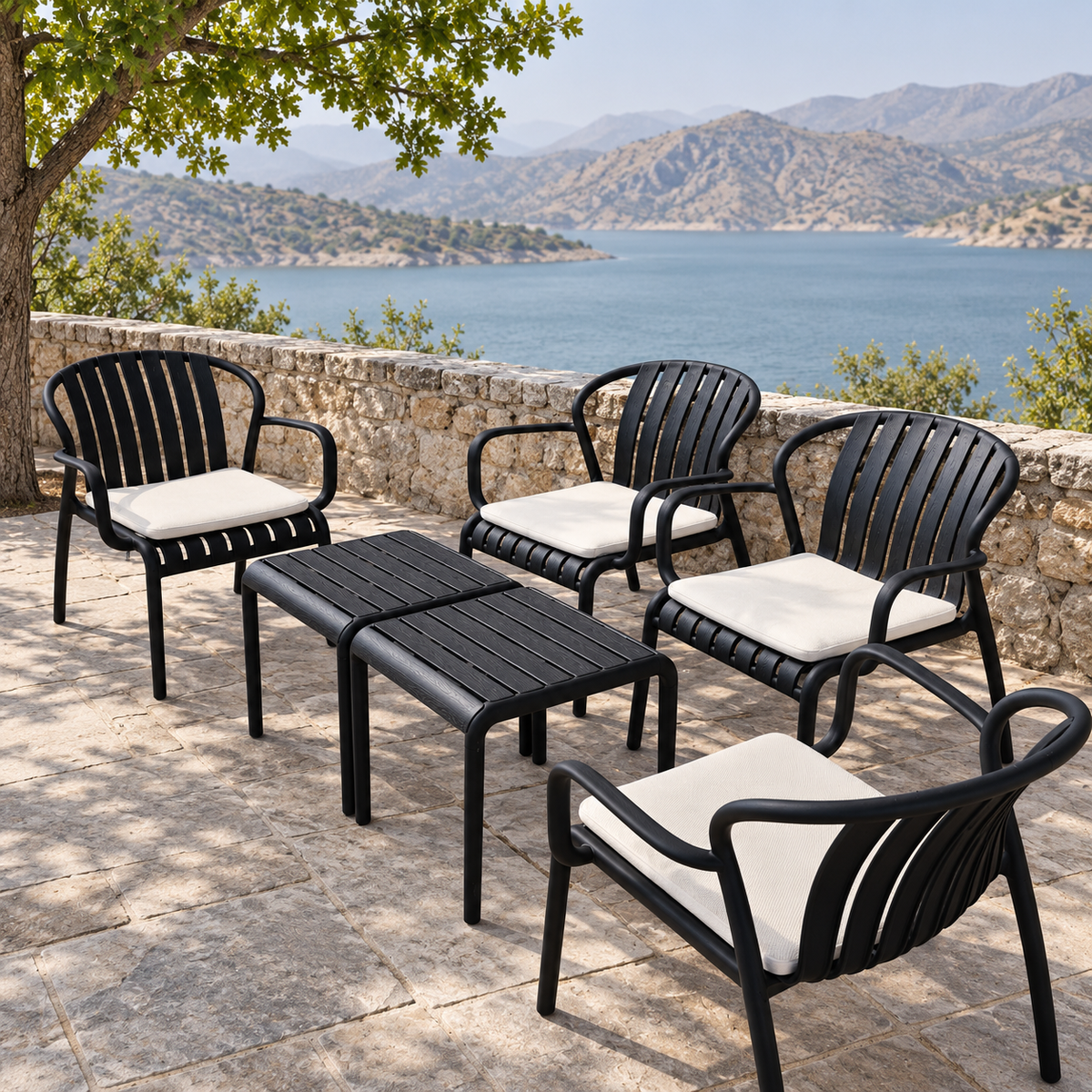 Modern Luxury Durable Outdoor Seating Set - Black