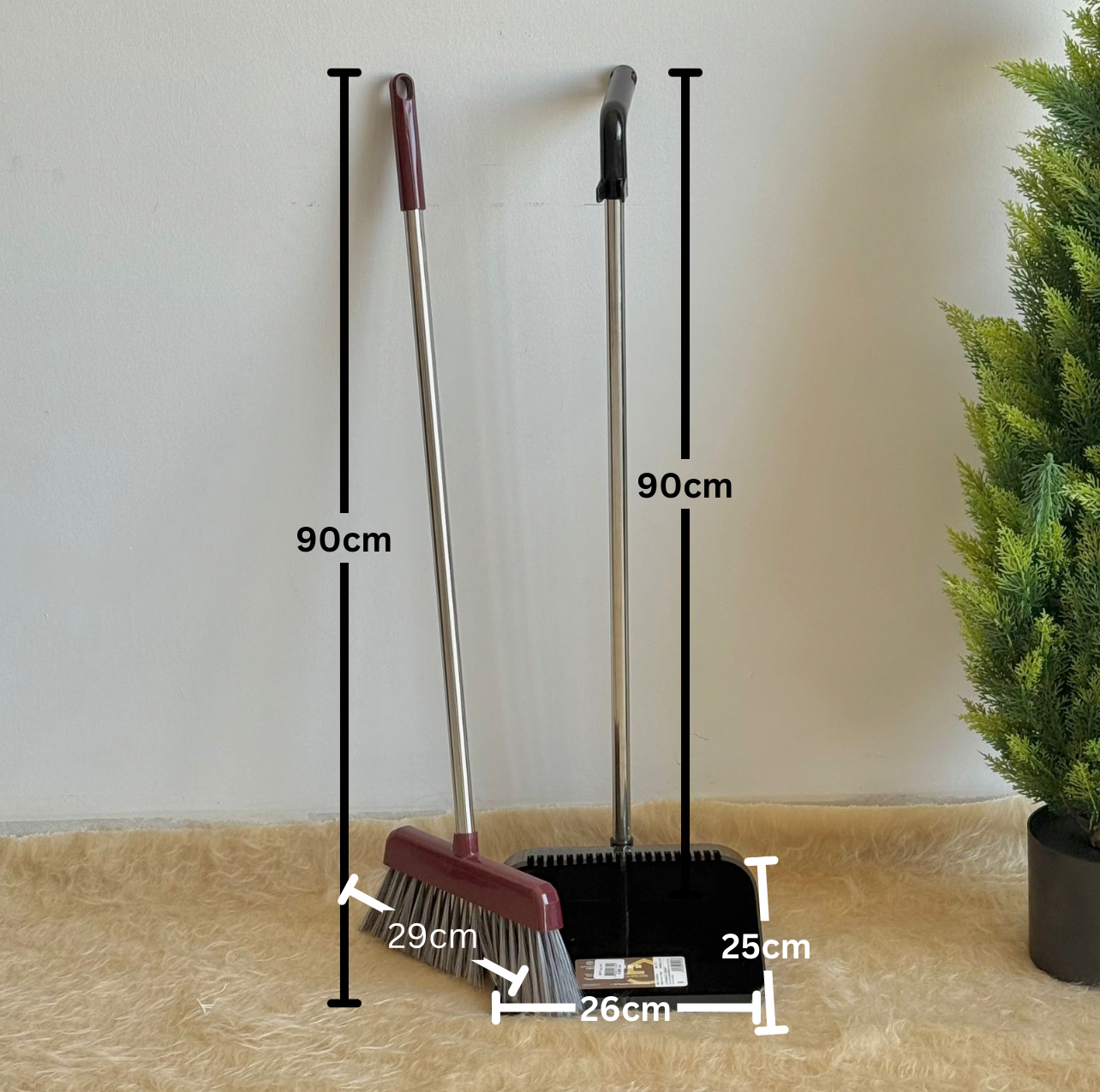 Broom & Long-Handle Dustpan Set