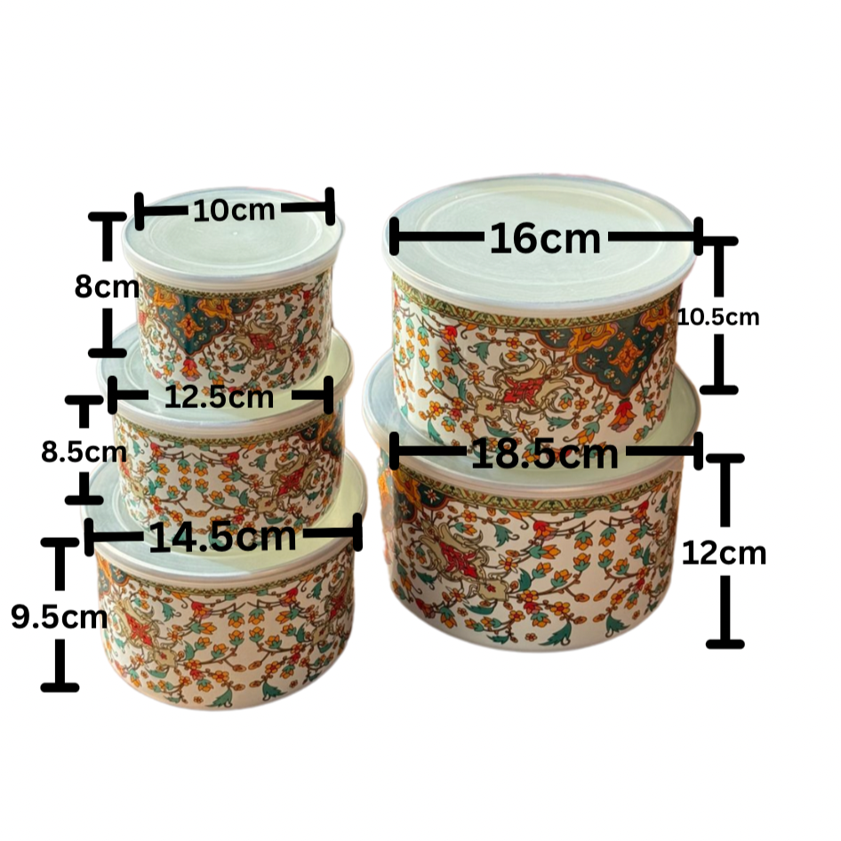سێتی سندوقی هەڵگرتنی میراتی رازاوەی 5- PCS بە قاپەوە