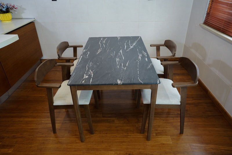 طاولة أدريان ليتيزيا مع كراسي ديلان -خشب زان طبيعي