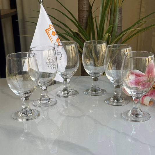 أكواب مياه كلاسيكية من الزجاج الشفاف – مجموعة من 6 قطع