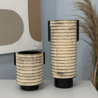 Modern Tribal Pattern Ceramic Planter Pot & Decorative Vase