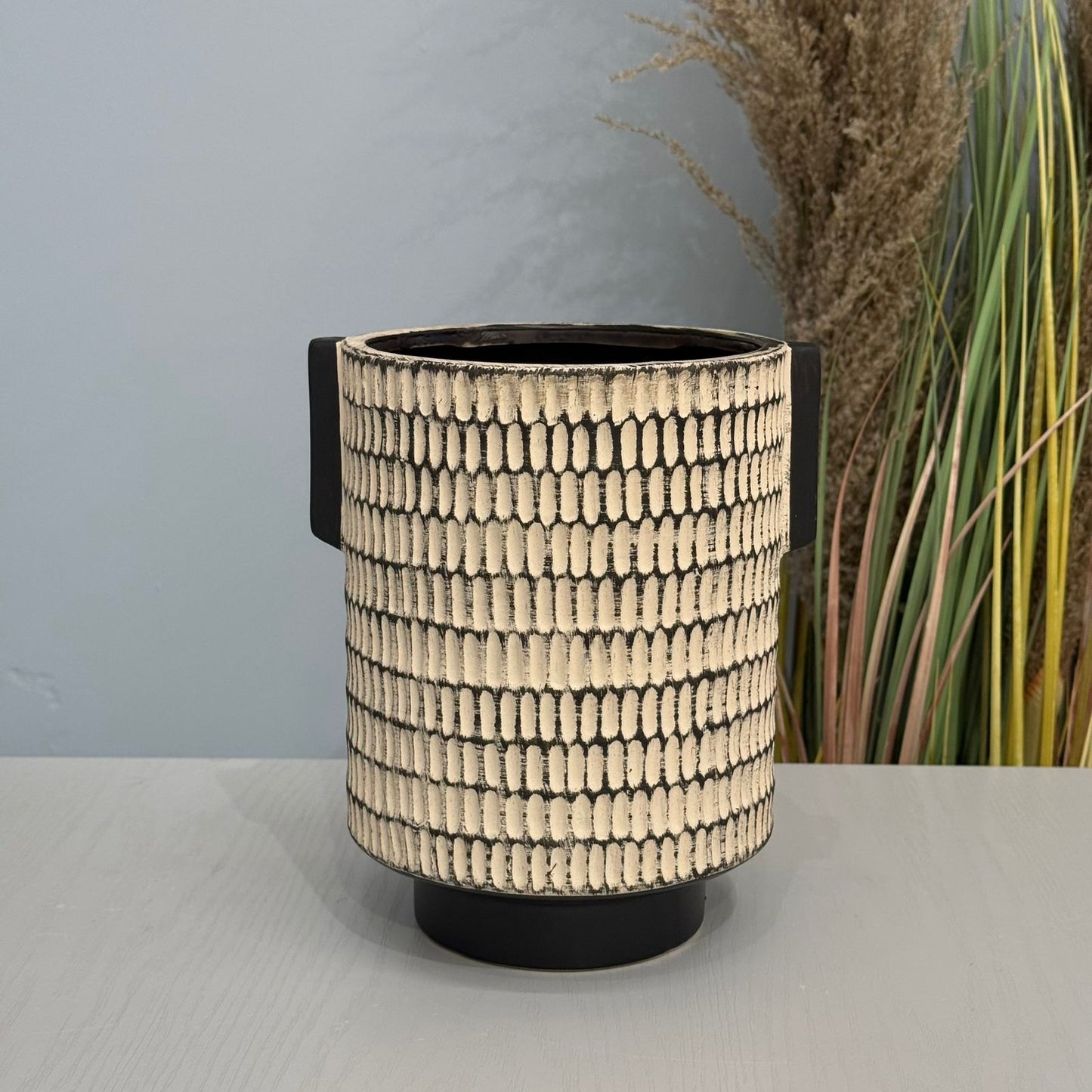 Modern Tribal Pattern Ceramic Planter Pot & Decorative Vase