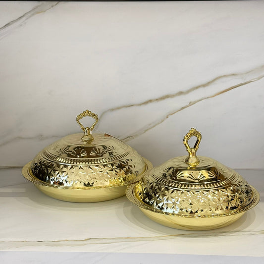 Luxury Gold Serving Dish with Decorative Lid