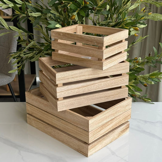 3-Sized Rustic Wooden Display Crate Set