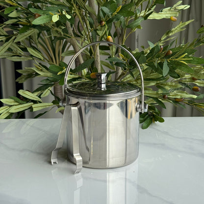Stainless Steel Ice Bucket with Strainer & Lid