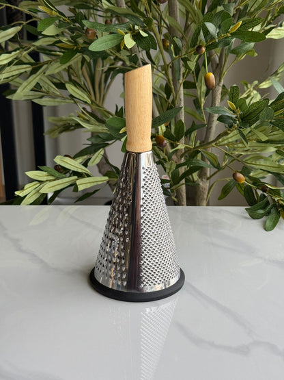 Multi-Purpose Stainless Steel Grater with Wooden Handle