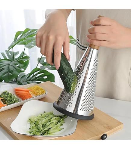 Multi-Purpose Stainless Steel Grater with Wooden Handle