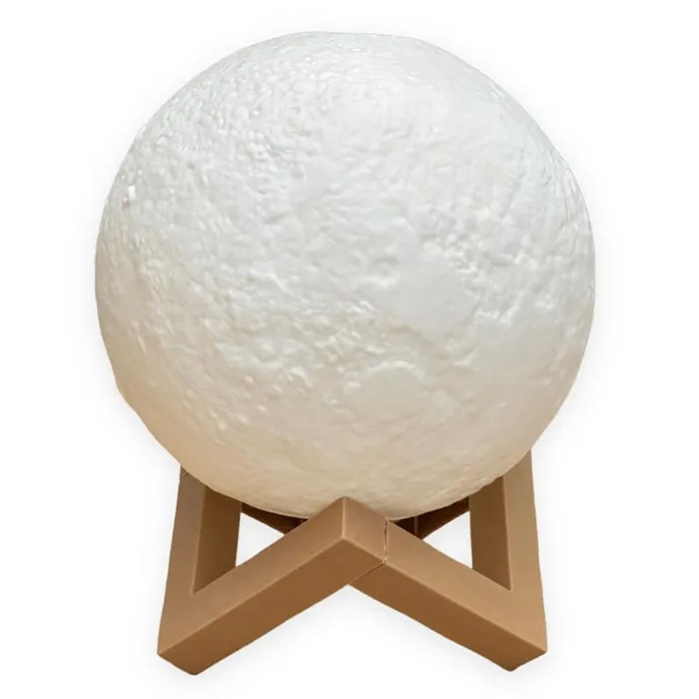 3D Moon Lamp with Wooden Stand – LED Night Light