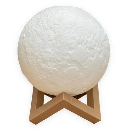 3D Moon Lamp with Wooden Stand – LED Night Light