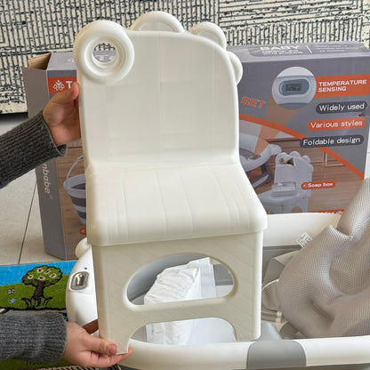 سێتی بانیۆی منداڵان کە دەتوانرێت بچەمێنرێتەوە لەگەڵ هەستەوەری پلەی گەرمی و ئیکسسوارات