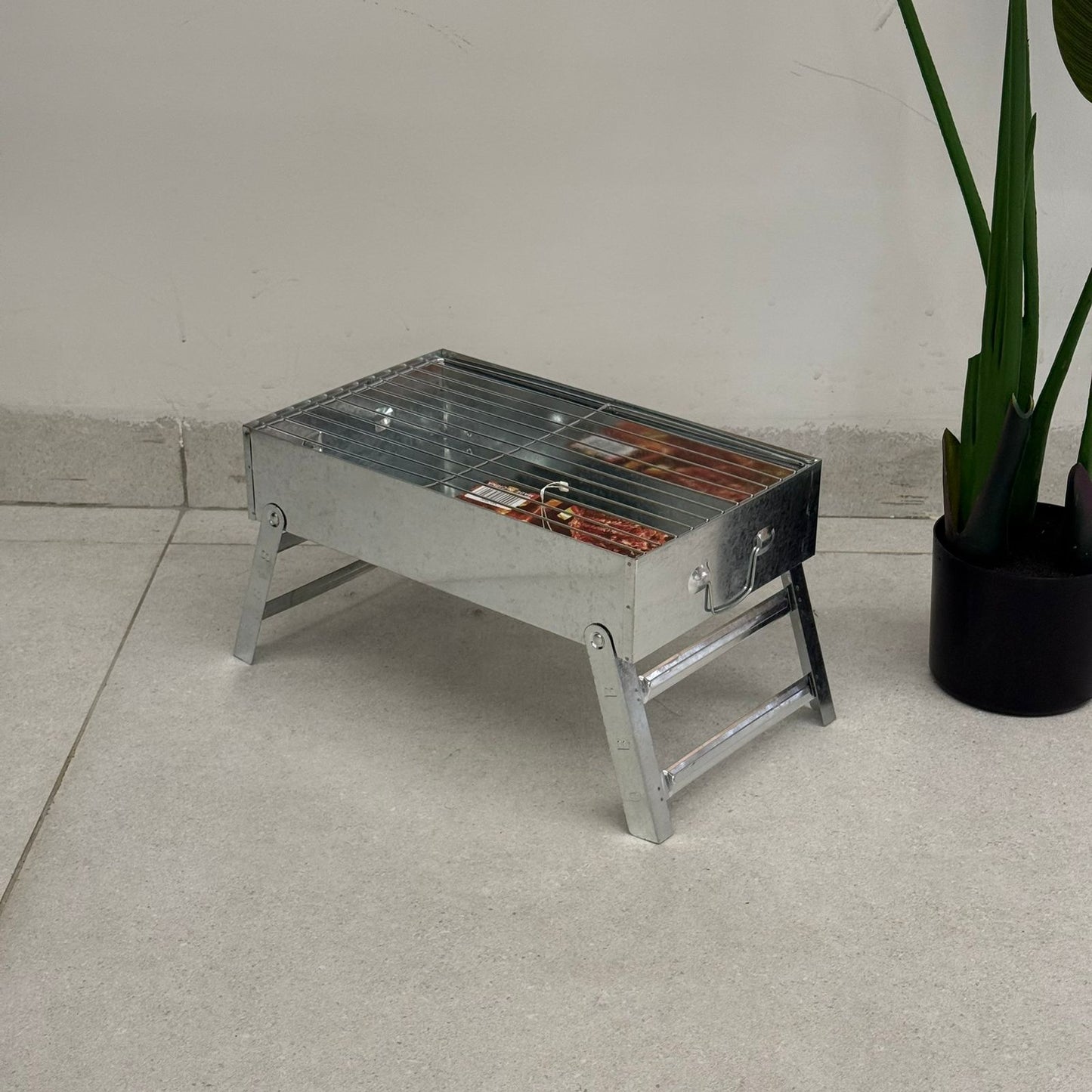 Compact Foldable Barbecue Grill – Silver & Black