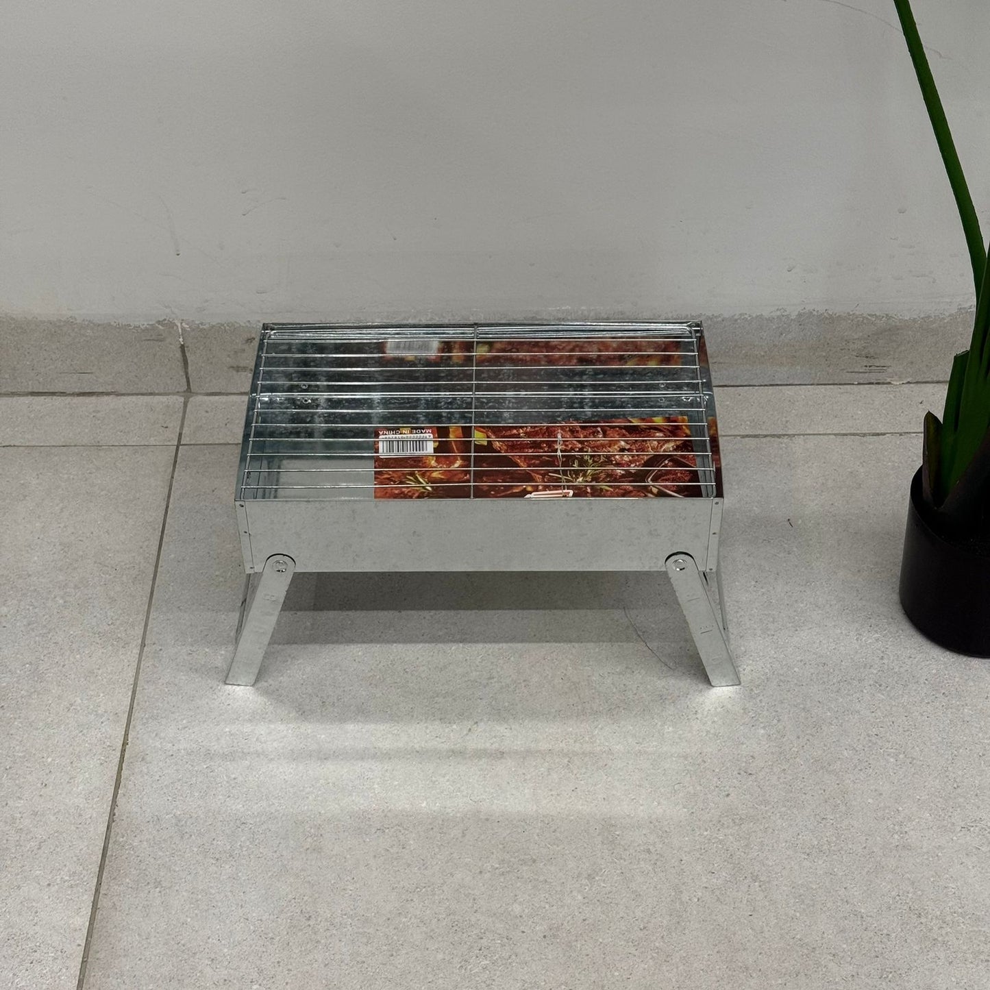 Compact Foldable Barbecue Grill – Silver & Black