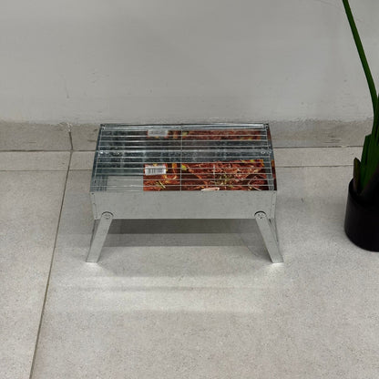 Compact Foldable Barbecue Grill – Silver & Black