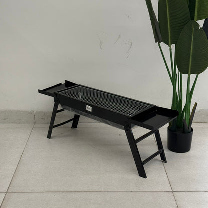 Foldable Portable Charcoal Barbecue Grill with Side Tray