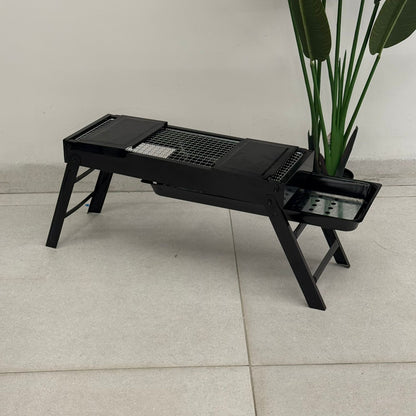 Foldable Portable Charcoal Barbecue Grill with Side Tray