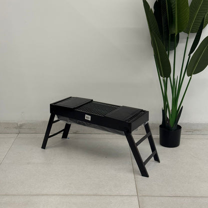 Foldable Portable Charcoal Barbecue Grill with Side Tray