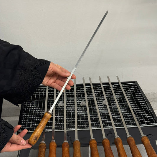 Premium Stainless Steel BBQ Skewer with Wooden Handle