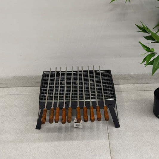 Premium Stainless Steel BBQ Skewer with Wooden Handle