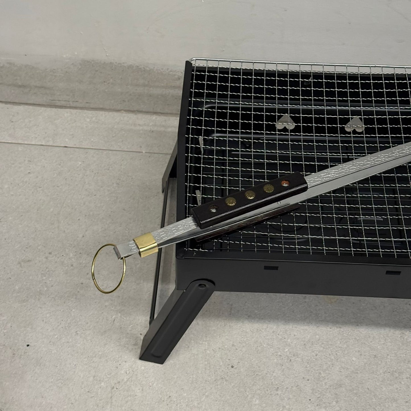 Premium Stainless Steel BBQ Fire Poker with Wooden Handle