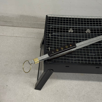 Premium Stainless Steel BBQ Fire Poker with Wooden Handle