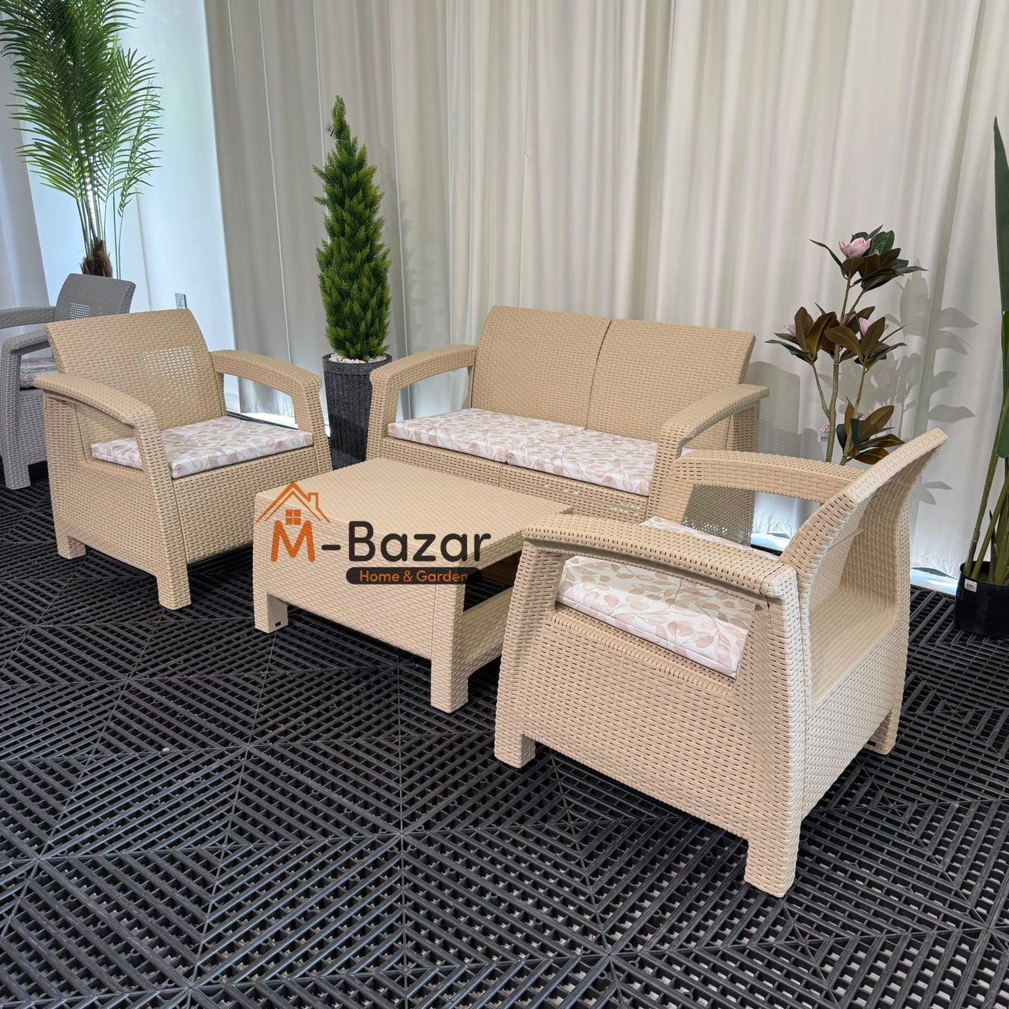 سێتی نوێی دانیشتنی باخچە - بێجی لەگەڵ سەرینی ڕازاوە