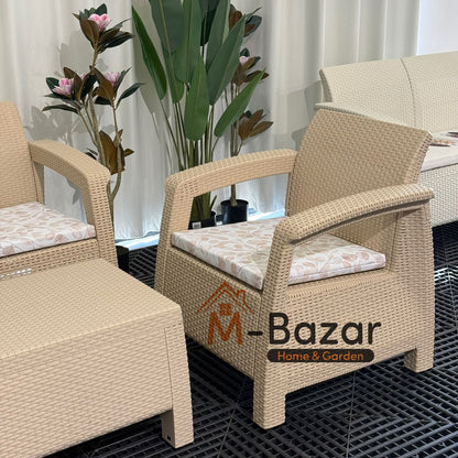 سێتی نوێی دانیشتنی باخچە - بێجی لەگەڵ سەرینی ڕازاوە