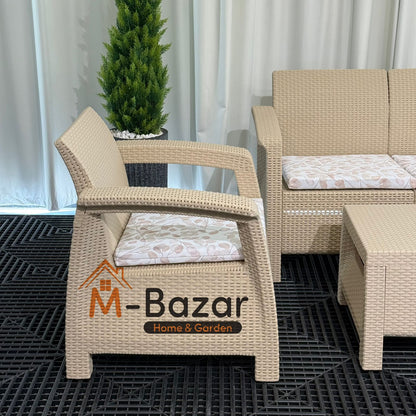 سێتی نوێی دانیشتنی باخچە - بێجی لەگەڵ سەرینی ڕازاوە