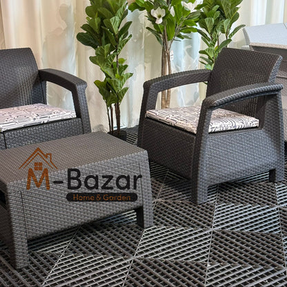 سێتی نوێی دانیشتنی باخچە - ڕەش و سەرینی ڕازاوە