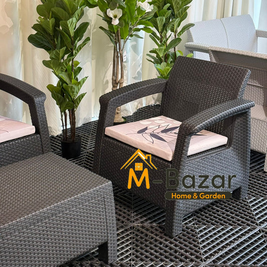 سێتی نوێی دانیشتنی باخچە - ڕەش و سەرینی ڕازاوە