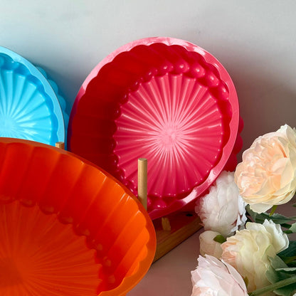Colorful Silicone Baking Mold – Round Fluted Cake & Dessert Mold