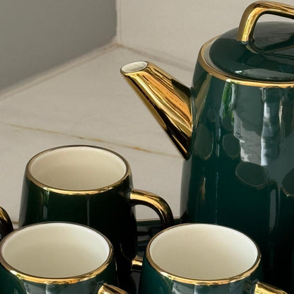 سێتی چای سیرامیکی لوکس لەگەڵ سینی – ٨ پارچە