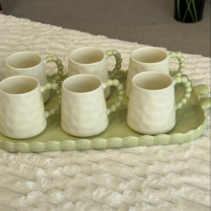 Decorative Ceramic Tea Set with Tray – 8 Pieces