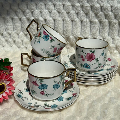 سێتی کوپ و قاپە گوڵاوی لوکس بۆ قاوە و چا