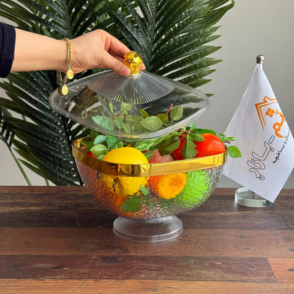 قاپێکی نایابی ڕازاوەی پێشکەشکردن بە سەرپۆش و لێواری زێڕین