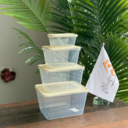 Transparent Kitchen Storage Container Set – 4PCS with Airtight Lids
