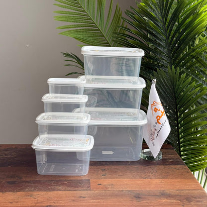 7-Piece Multi-Size Rectangular Transparent Food Storage Container Set with Lids