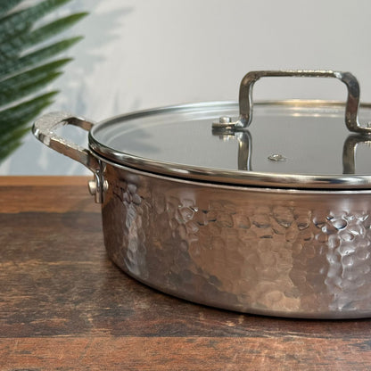 Luxury Hammered Stainless Steel Cookware Set with Frying Pan