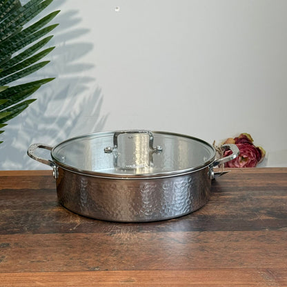 Luxury Hammered Stainless Steel Cookware Set with Frying Pan