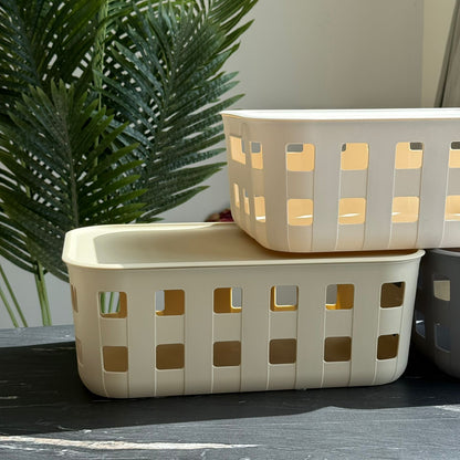 Ventilated Design Plastic Storage Baskets with Lid