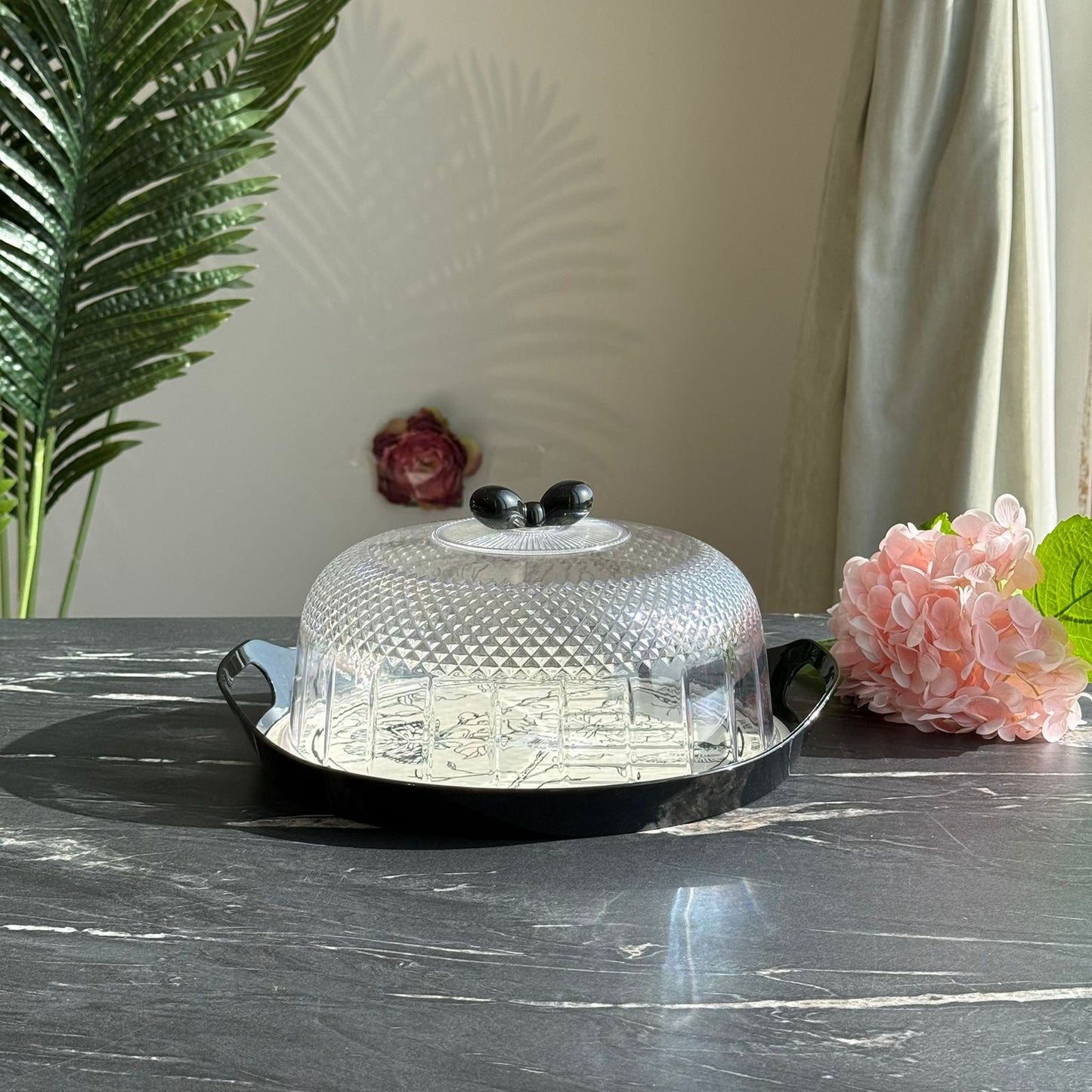 Modern Round Serving Container with Transparent Lid - 3 Sizes