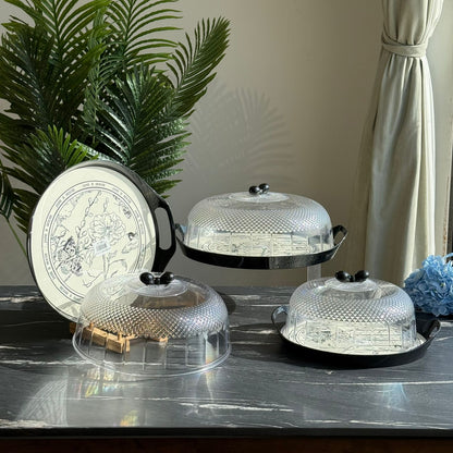 Modern Round Serving Container with Transparent Lid - 3 Sizes