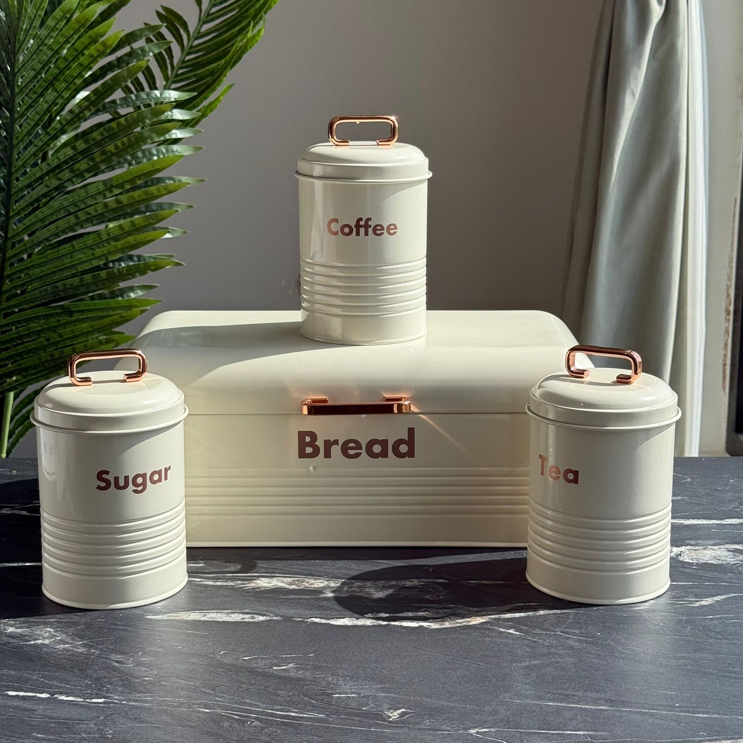 Luxury Bread Bin with 3-Piece Storage Canister Set