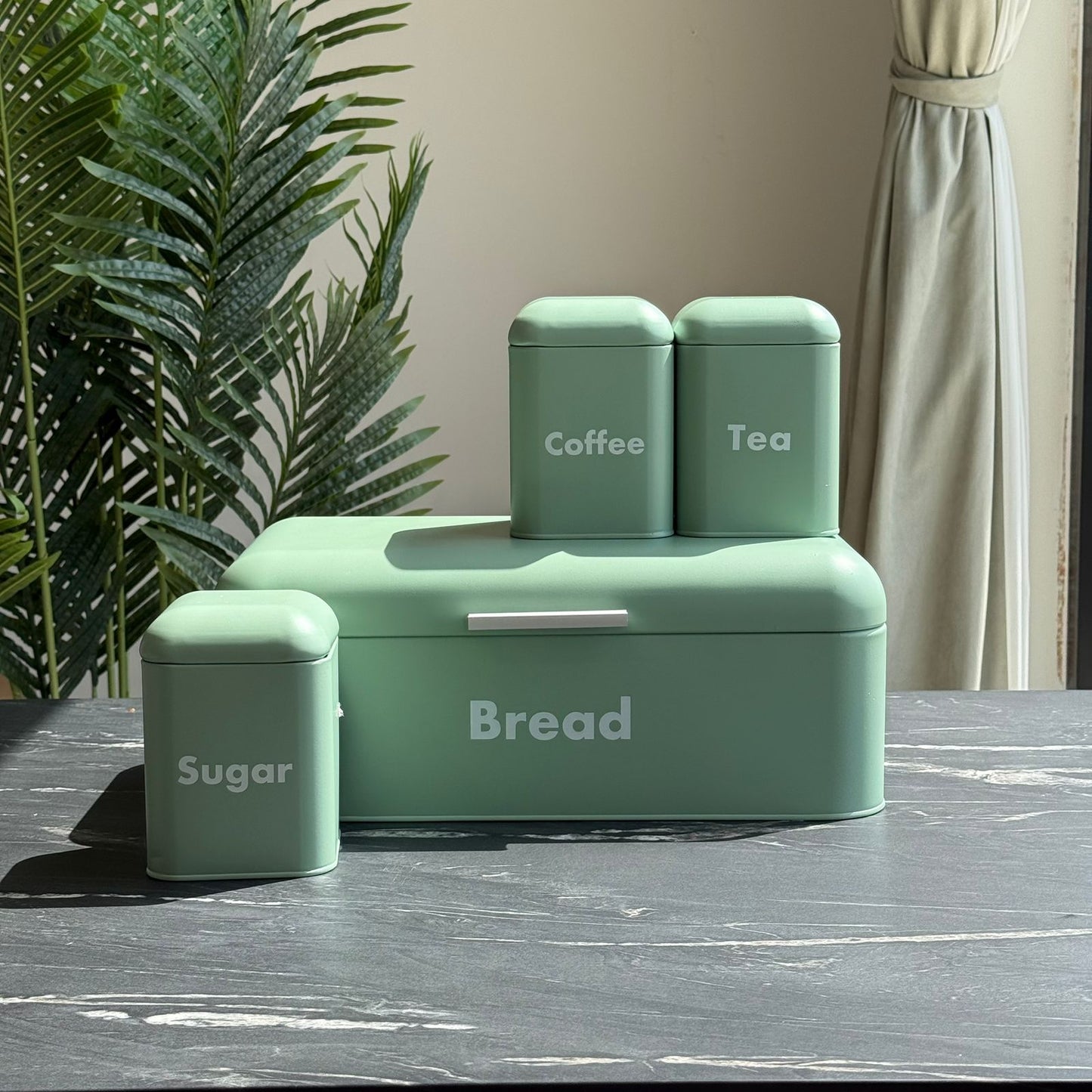 Modern Bread Bin with Storage Canister Set