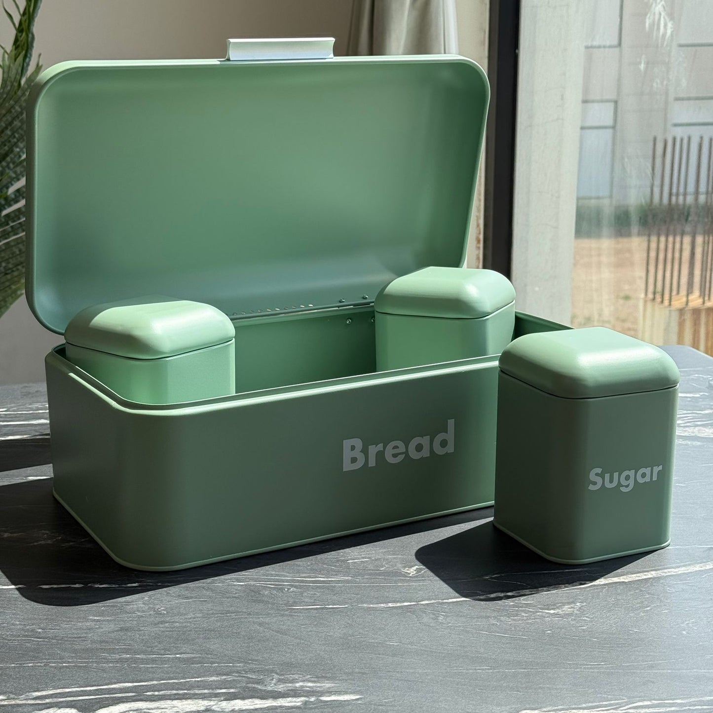 Modern Bread Bin with Storage Canister Set