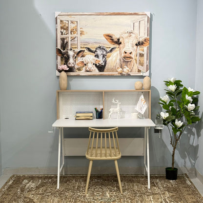 Elegant Study Desk with Decorative Panel